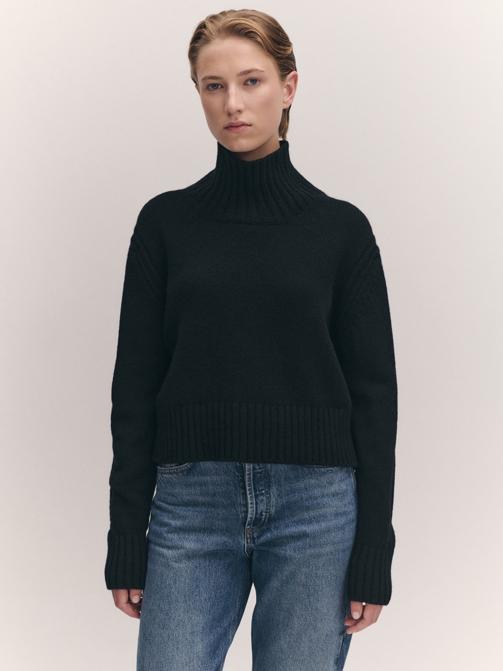 &Daughter Fintra Crop High Neck Turtleneck in Black